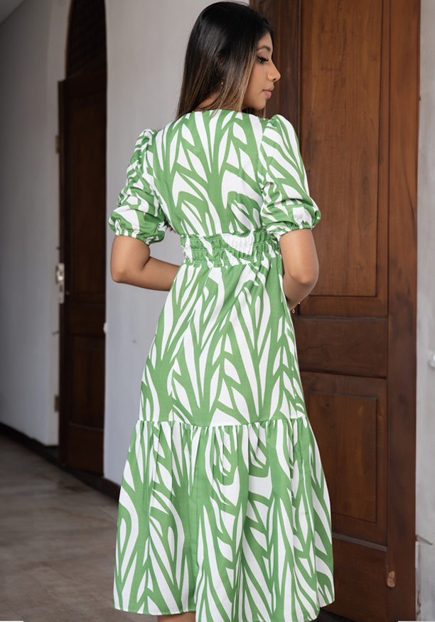 NOVA GREEN PRINTED DRESS